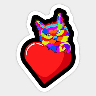 Cute Cat Kitten Lover Colorful Gift Sticker